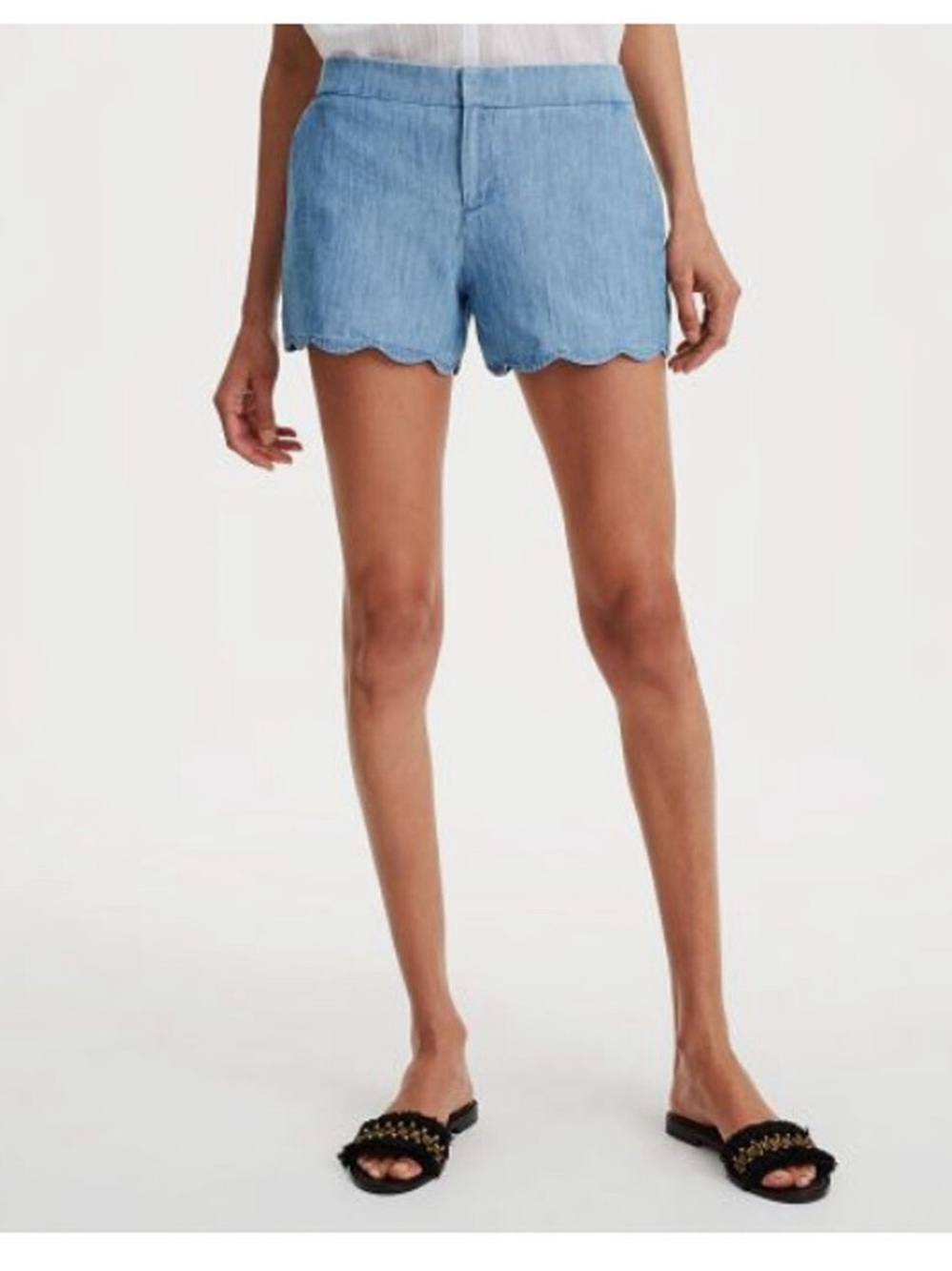 CLUB MONACO Scalloped Hem Chambray Amber Shorts Size 0